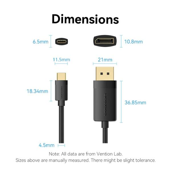 USB-C to DP 4K HD Cable 2M Black