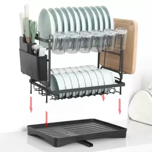 2 TIER FOLDING DISH DRYING RACK