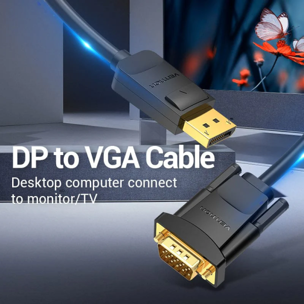 DP to VGA Cable 2M Black