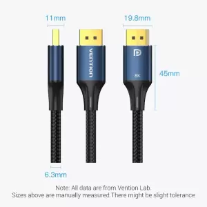 Cotton Braided DP Male to Male HD Cable 8K 1.5M Blue Aluminum Alloy Type