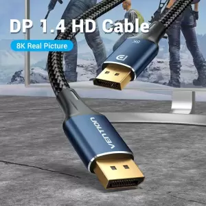 Cotton Braided DP Male to Male HD Cable 8K 2M Blue Aluminum Alloy Type
