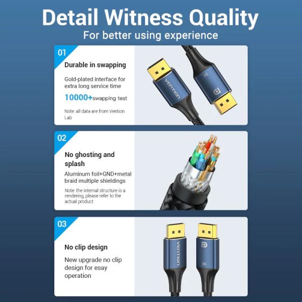 Cotton Braided DP Male to Male HD Cable 8K 2M Blue Aluminum Alloy Type