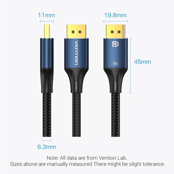 Cotton Braided DP Male to Male HD Cable 8K 3M Blue Aluminum Alloy Type