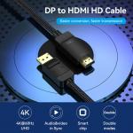 Cotton Braided 4K DP Male to HDMI-A Male HD Cable 1.5M Black