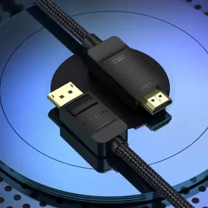 Cotton Braided 4K DP Male to HDMI-A Male HD Cable 1.5M Black