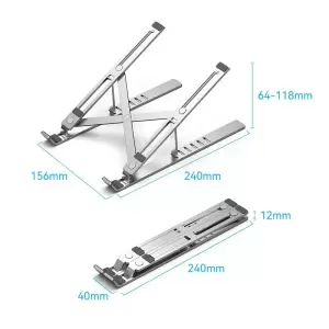Foldable Laptop Stand Silver Aluminum Alloy Type