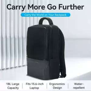 Water-Repellent Laptop Backpack (43cm x 30cm x 14cm) Black