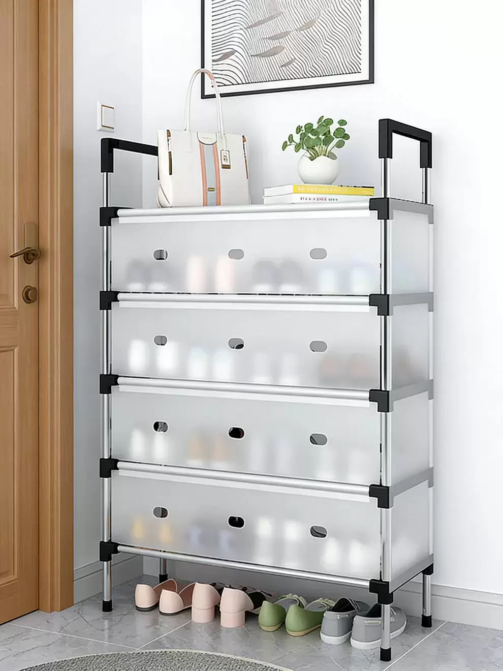 5 TIER STEEL SHOE RACK WITH COVER