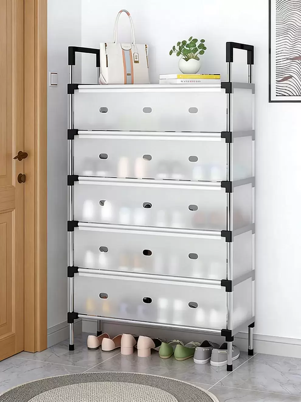 6  TIER STEEL SHOE RACK WITH COVER