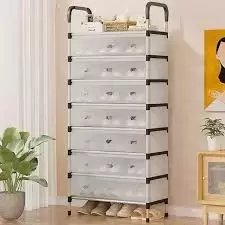 8 TIER STEEL SHOE RACK WITH COVER