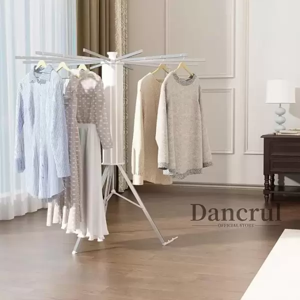 FOLDING CLOTH HANGER 12 RODS  WHITE