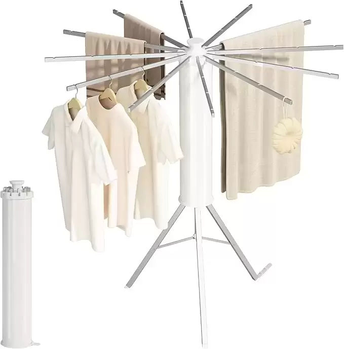 FOLDING CLOTH HANGER 12 RODS  WHITE