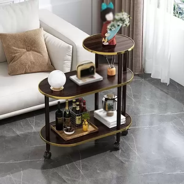 MODERN OVAL SIDE TABLE 60X30X72 BROWN