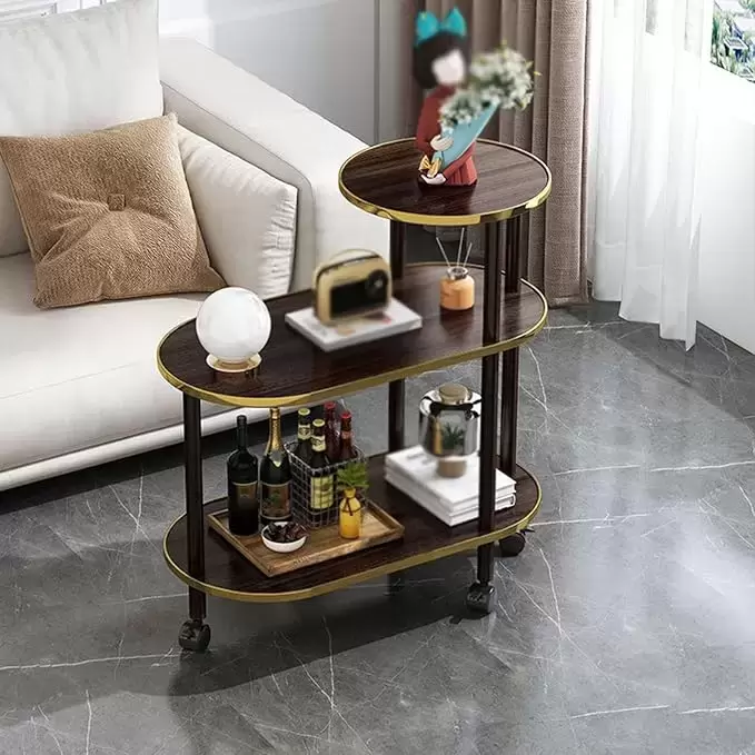 MODERN OVAL SIDE TABLE 60X30X72 BROWN