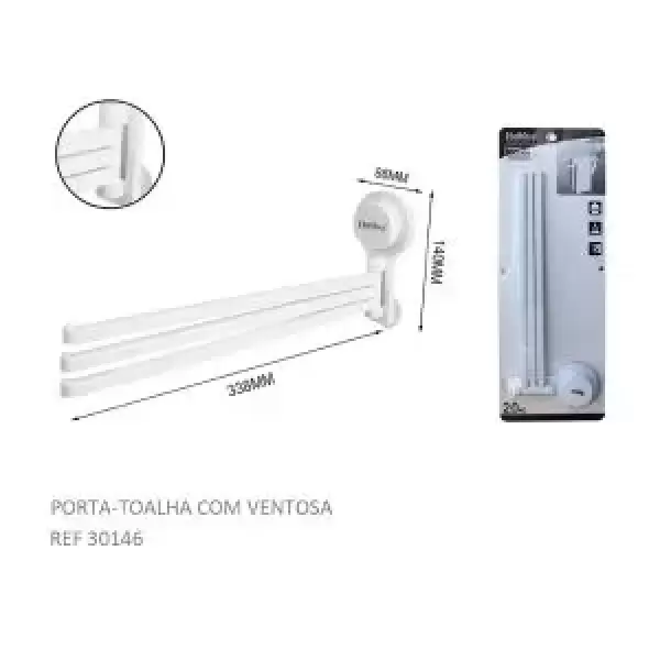 BATHLUX MULTI TOWEL HANGER WITH SUCTION CUP
