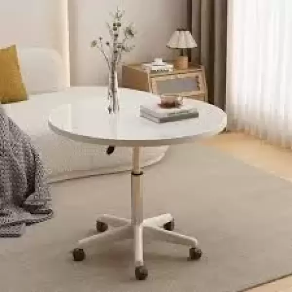 ROUND TABLE WHITH WHEEL WHITE