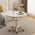 ROUND TABLE WHITH WHEEL WHITE