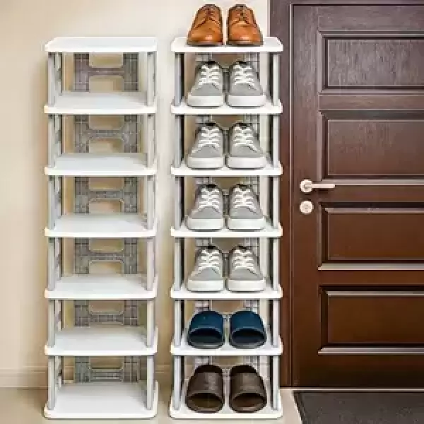 SHOES RACK 7 LAYERS WHITE 27X26X122.5CM