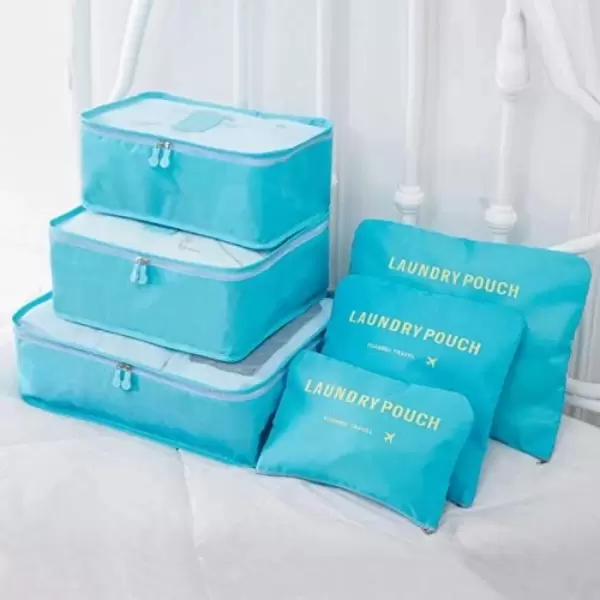 TRAVEL LAUNDRY POUCH BLUE  6PCS SET