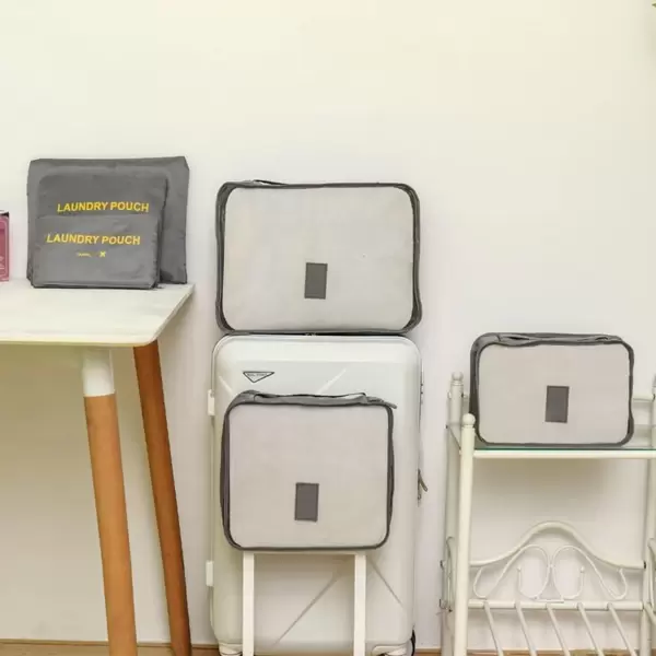 TRAVEL LAUNDRY POUCH GREY  6PCS SET