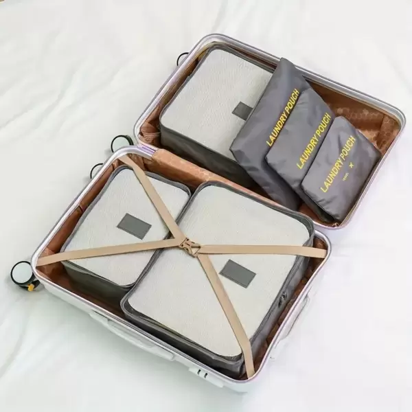 TRAVEL LAUNDRY POUCH GREY  6PCS SET