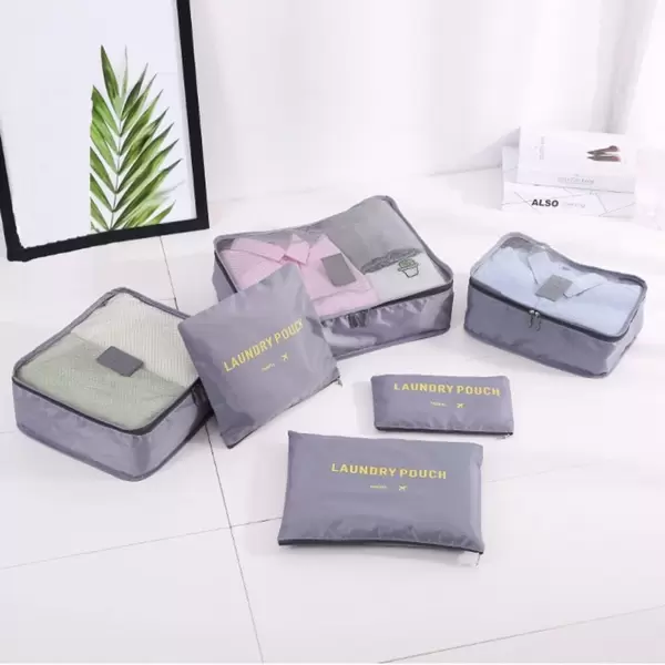 TRAVEL LAUNDRY POUCH GREY  6PCS SET