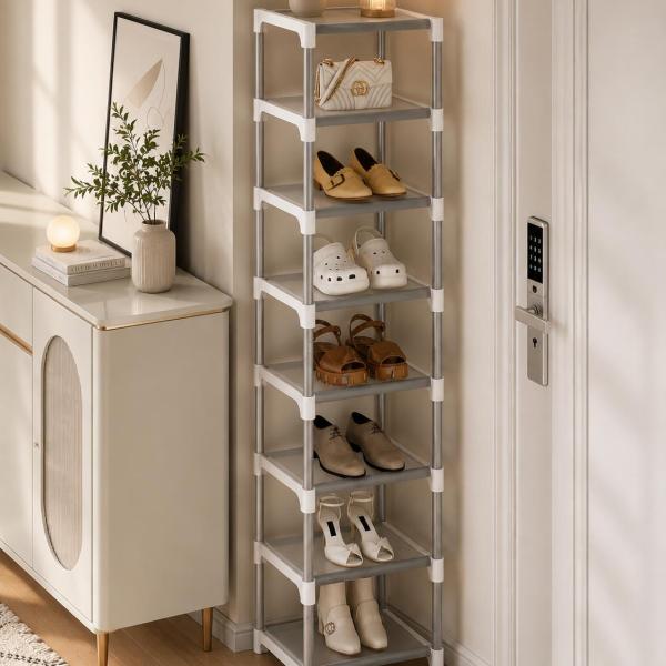 SHOES RACK 7 LAYERS WHITE 27X26X122.5CM