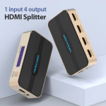 Vention 1 In 4 Out HDMI Splitter 4K@30Hz Gold Aluminum Alloy Type UK Standard - 2